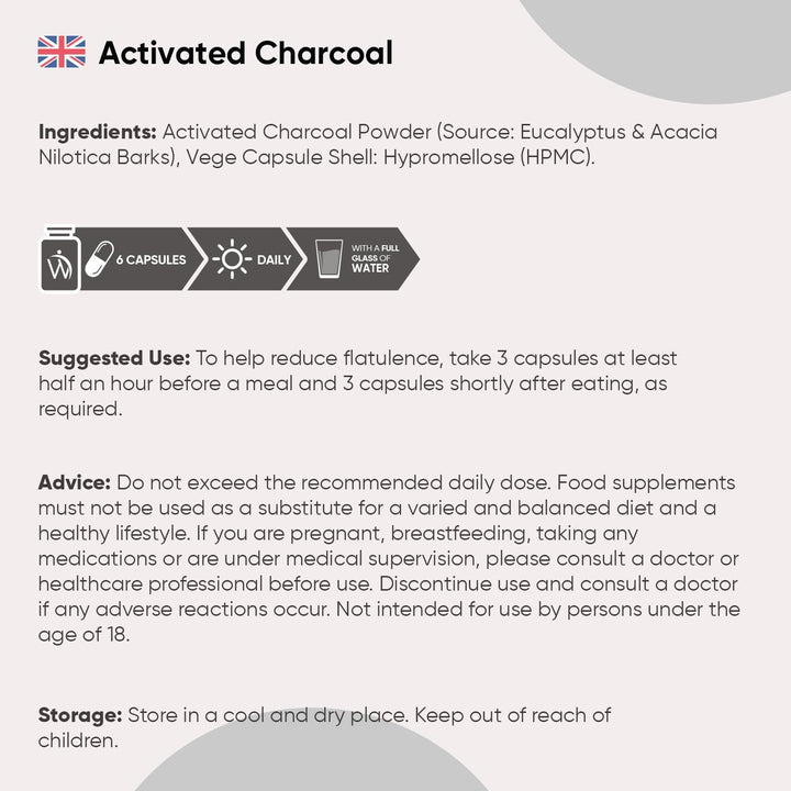 Activated Charcoal Capsules 2000Mg - 180 Vegan Capsules - Activated Charcoal Supplement - Sourced from Eucalyptus and Acacia Barks - Non-Gmo & Magnesium Stearate-Free