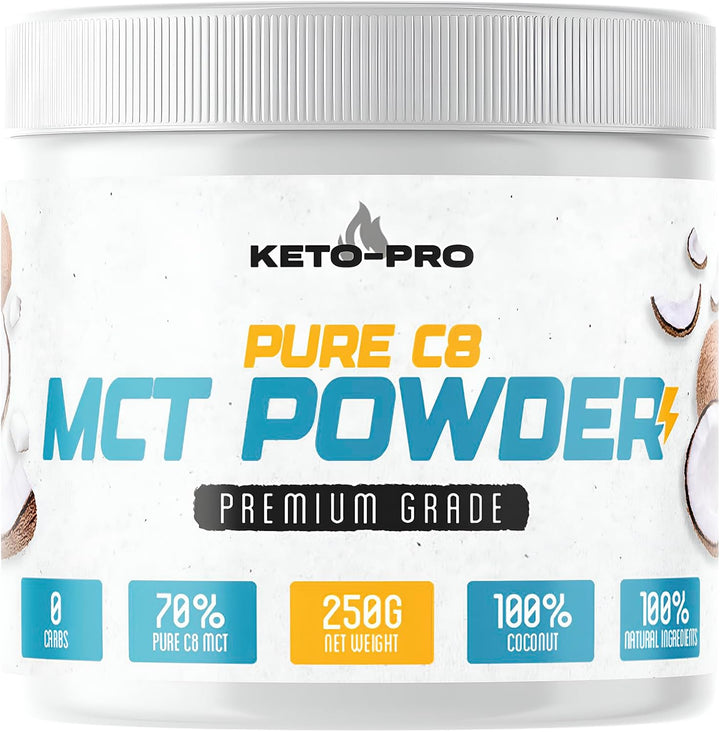 Keto-Pro MCT Powder 250G | Most Ketogenic of All Mct'S | Purest, Premium C8 Keto Creamer Ideal in Coffee | Suitable for Paleo & Vegan Diets | Gluten & Palm Oil Free | Pure Caprylic Acid