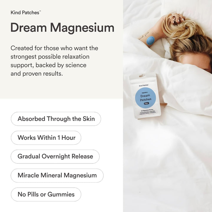 | Dream Patches™ Magnesium | Supports Quality Sleep, Calmer Mind, Stress & Anxiety | Plant-Based Botanical Blend with Magnesium, Passionflower, Ashwagandha & L-Theanine | 30 Vegan Patches