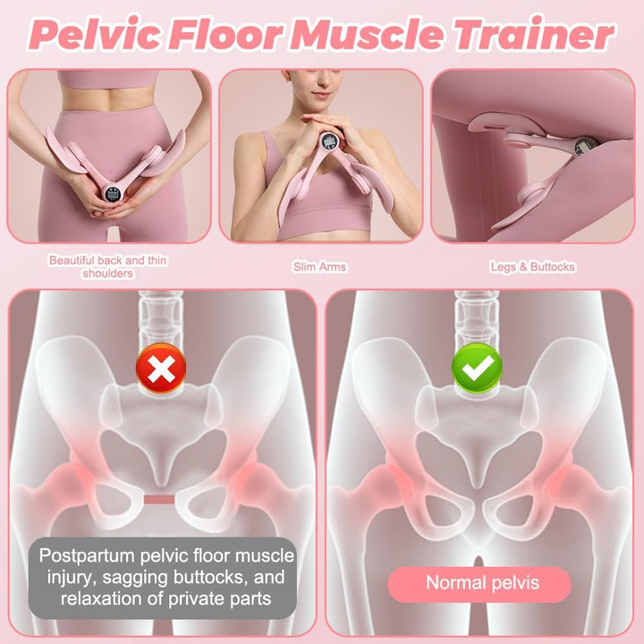 Pelvic Floor Trainer for Women with Counter , Inner Thigh Muscle Master Exercise Devices, Pelvic Floor Strengthener Workout Exerciser Equipment for Home Use