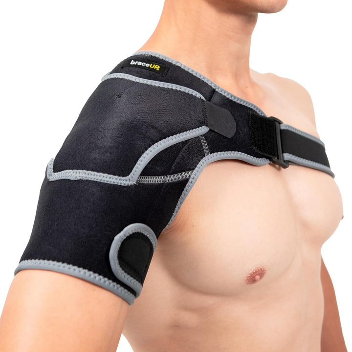 Shoulder Support- Adjustable Shoulder Brace with Ice Pad Pocket for Men and Women, Relief for Shoulder Injuries and Tendonitis - One Size