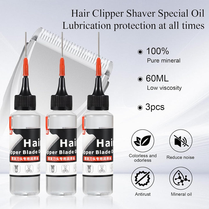 3 Pcs Hair Clipper Oil,Machine Oil,Shaving Oils,Hair Clippers Blade Lubricating Oils,60Ml/Bottle,For Blade Corrosion,Clippers, Trimmers,Rust Prevention