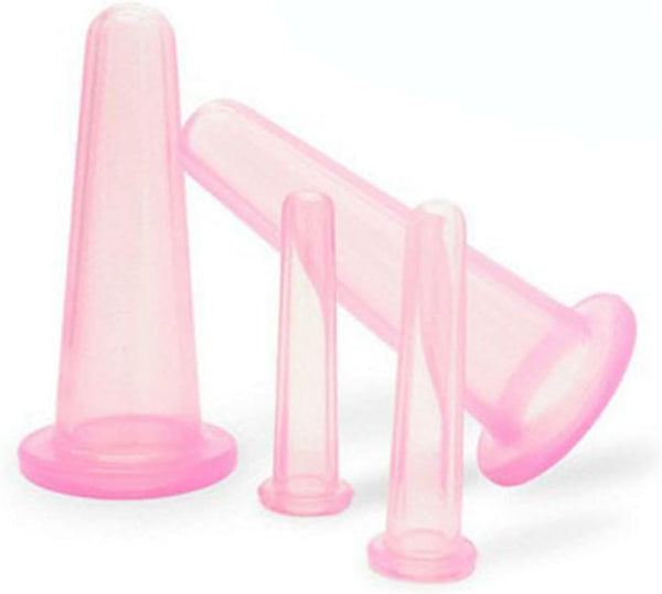 4PCS Silicone Facial Cupping Set – Pink Vacuum Massage Cups for Face, Neck, and Eye Care – Anti-Cellulite and Facial Massager Health Care Kit
