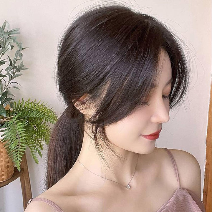 Natural Bangs Toppers Hairpieces for Covering White Loss Hair Bangs Hairpiece Replacement Black Fringe Toupee Wigs for Women with Bangs