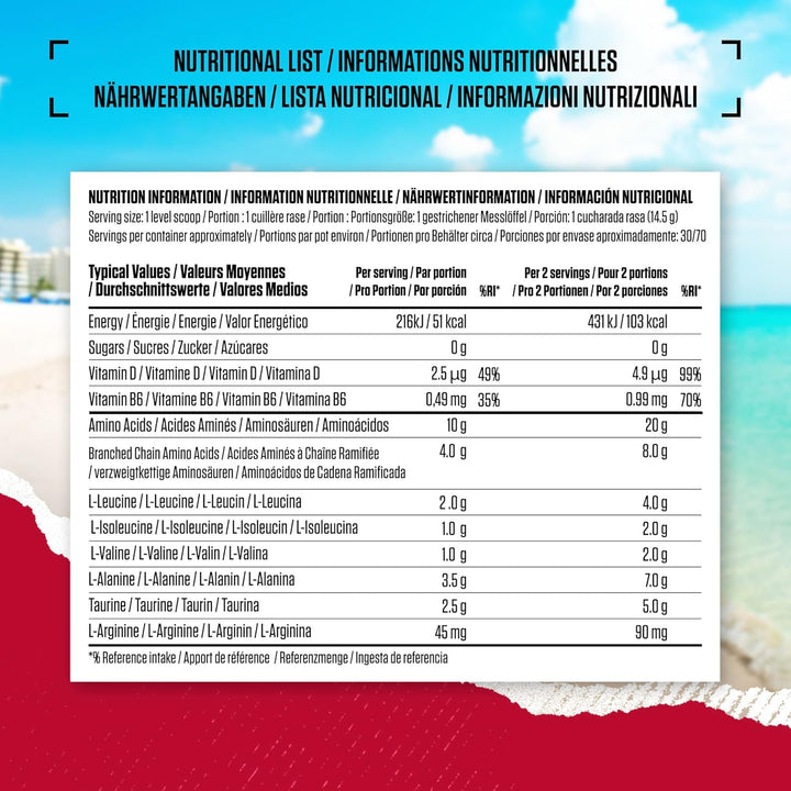 Nutrition Amino X Supplement with Vitamin D, Vitamin B6 and Amino Acids, Fruit Punch Flavour, 70 Servings, 1 Kg