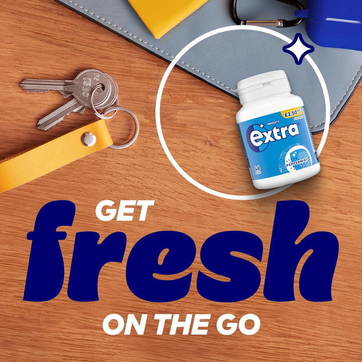 Wrigley'S Extra Chewing Gum, Peppermint Flavour, 46 Pieces, Sugar Free Chewing Gum Bottle with Xylitol