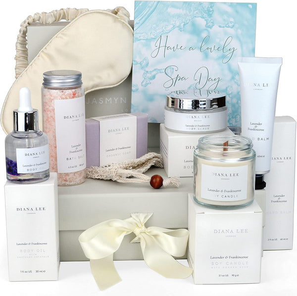 Relaxation Birthday Gifts for Women - Luxury Pamper Hamper Bath Set Gifts for Her with Lavender. Spa Sets for Mum with Organic Self Care Presents. Pamper Gift for Womens Birthday