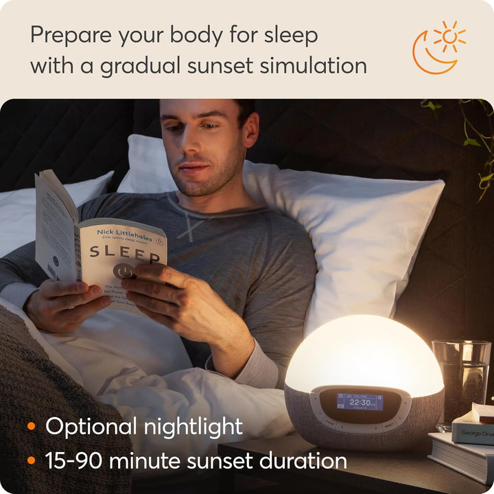 Bodyclock Shine 300 - Wake-Up Light Alarm Clock with Radio, 15 Sounds and Sleep Sunset, White