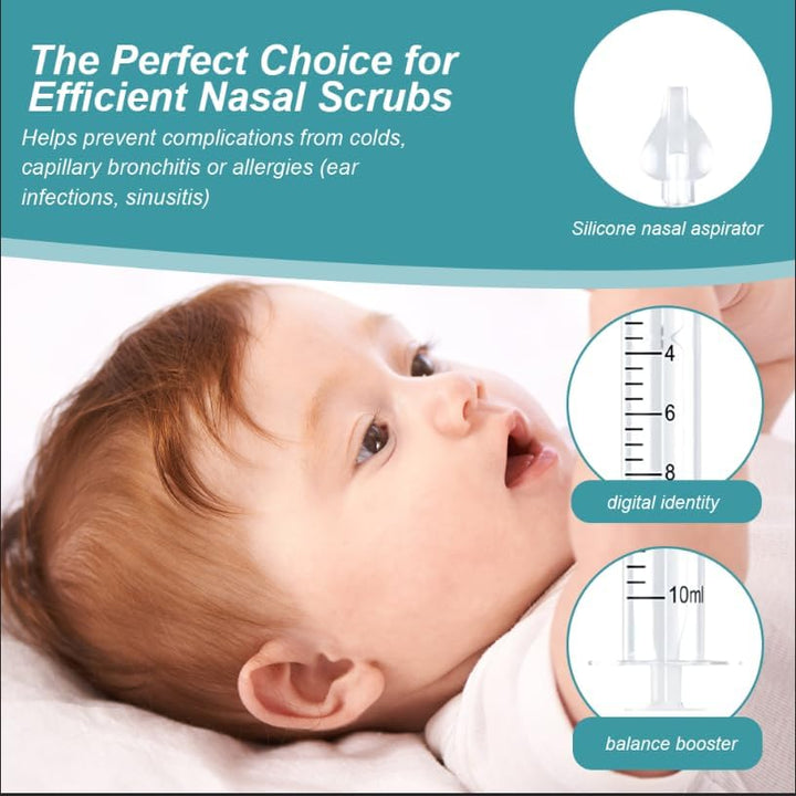 Nasal Aspirator, Baby Nasal Aspirator, Baby Nasal Irrigator, 10Ml Nasal Irrigator, with Cleanable & Reusable Silicone Nasal Suction Tip, 2Pcs