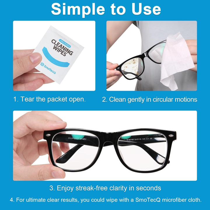 Lens Cleaning Kit – 180 Pre-Moistened Wipes & 2 Ultra-Soft Microfiber Cloths, Individually Wrapped, Streak-Free & Scratch-Free, Safe for Eyeglasses, Screens & Camera Lenses