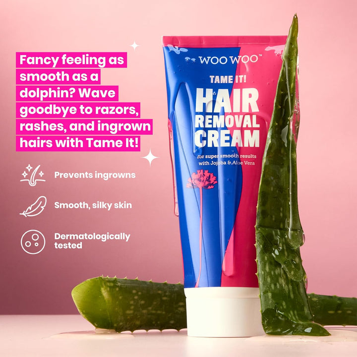 Tame It! Natural Intimate Hair Removal Cream - Painless Vegan Hair Remover for Sensitive Skin - Depilatory for Genitals, Bikini, Legs & Bum - Women In-Shower Cream with Aloe Vera - 100Ml