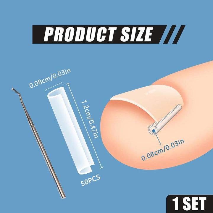 50 PCS Ingrown Toenail Corrector Set - Pain-Free Toenail Straightener Strips with Lifter Tool - Easy Use Foot Care Kit for Men & Women