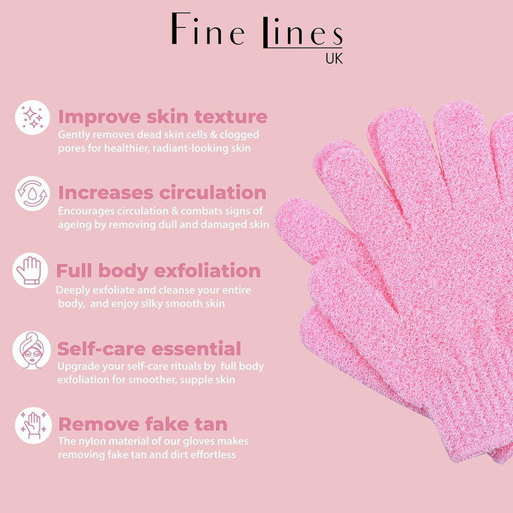 - Exfoliating Shower Gloves, Pink | Exfoliating Glove for Bath Scrub, Dead Skin Remover | Exfoliating Mitt | Body Scrub Gloves with Hanging Hoops | Protected Design