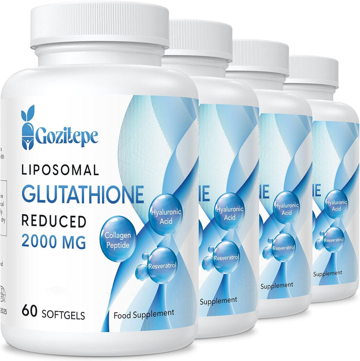 Liposomal Glutathione Reduced 2000Mg per Serving | Glutathione Supplement with Hyaluronic Acid + Collagen Peptide + Resveratrol | 10X Better Absorption (60 Count (Pack of 1))