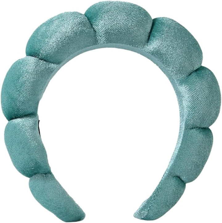 Puffy Makeup Headband Spa Headbands for Women Sponge & Terry Towel Cloth Fabric Cute Skincare Headband for Face Washing, Makeup Removal, Shower, Facial Mask (Pink)