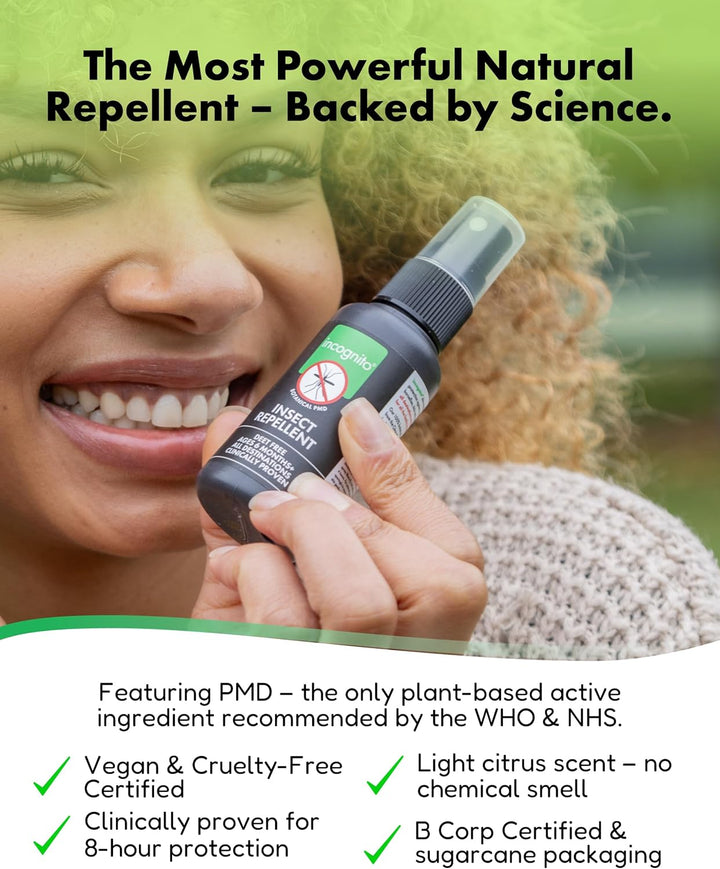 Insect Repellent Spray, 50Ml - Natural DEET Free, Shields from Wide Range of Biting Insects. Clinically Proven Protection from Ticks & Dengue Carrying Mosquitoes, Organic Mosquito Repellent
