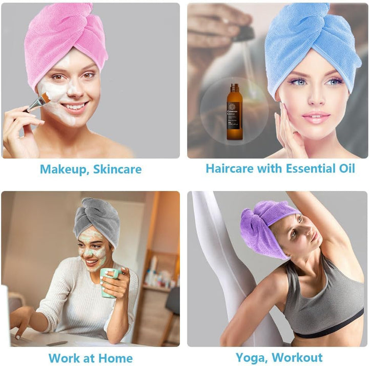 Microfibre Hair Towel Wrap, 5 Pack Hair Turbans, Super Absorbent Quick Dry Hair Towel Wrap for All Hair Types anti Frizz, 25X66Cm