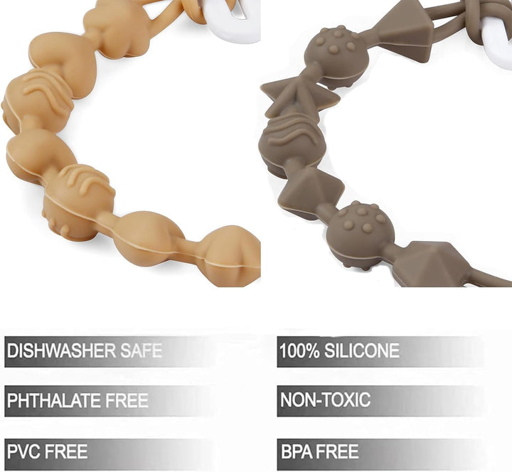 7 Pack Silicone , One Piece Design Pacifier Holder for Baby Boys & Girls, Teething Toys Teethers