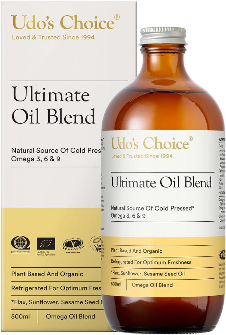 Ultimate Oil Blend Capsules - Vegan Omega 3 6 9 from Cold-Pressed Plant Oils - Flaxseed, Evening Primrose, Sunflower - Heart, Brain, Skin, Hormone Support - 60 Capsules – 30 Servings