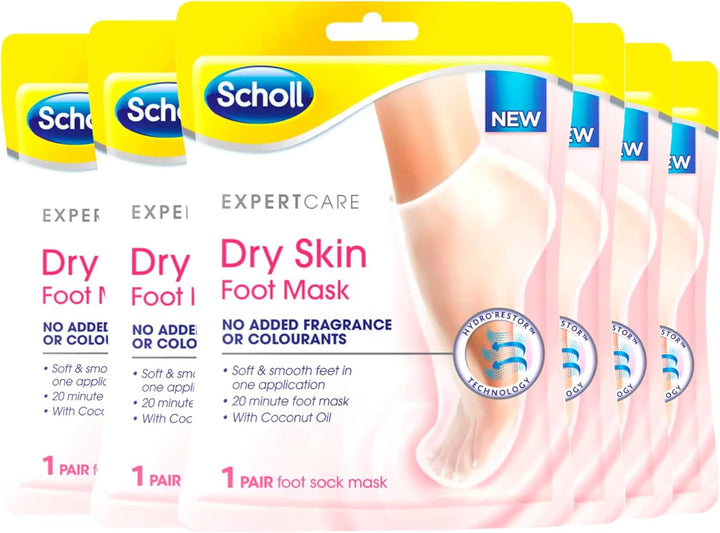 Expertcare Dry Skin Foot Mask - Nourishing Foot Mask with Coconut Oil, Urea, and Shea Butter - 24-Hour Moisture for Dry Foot Skin - 1 Pair of Foot Mask Socks, One Size