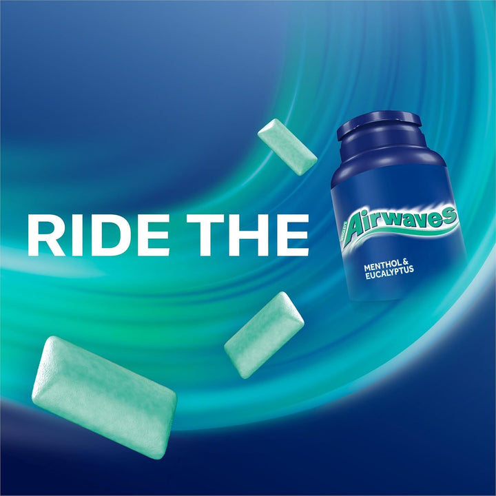 Chewing Gum Menthol & Eucalyptus, 46 Pieces, Sugar Free Chewing Gum Bottle with Menthol Freshness