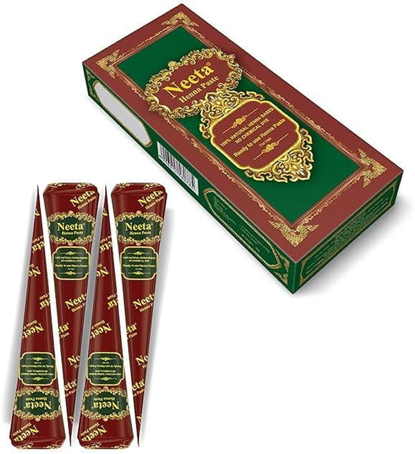 Neeta 4 Pack 100% Natural Ready to Use Henna Paste Hair Dye Cones Reddish Brown Color Tubes Color for Women Perfect for Spot Hair Coloring, Long-Lasting and Cruelty-Free