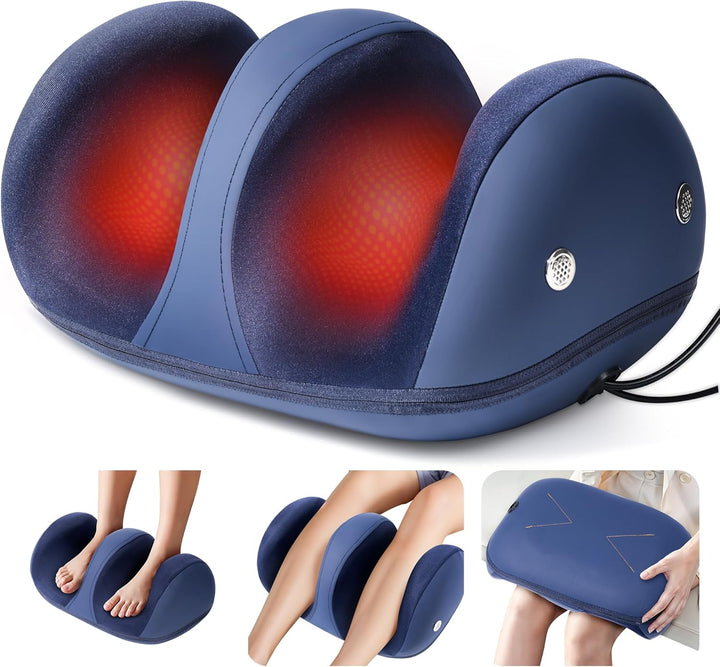 Electric Heated Foot Massager Machine - Calf Foot and Leg Massager for Plantar Fasciitis as Gifts for Men & Women, Rolling Foot Massagers for Pain and Circulation with 12-Point 3D Massage Head