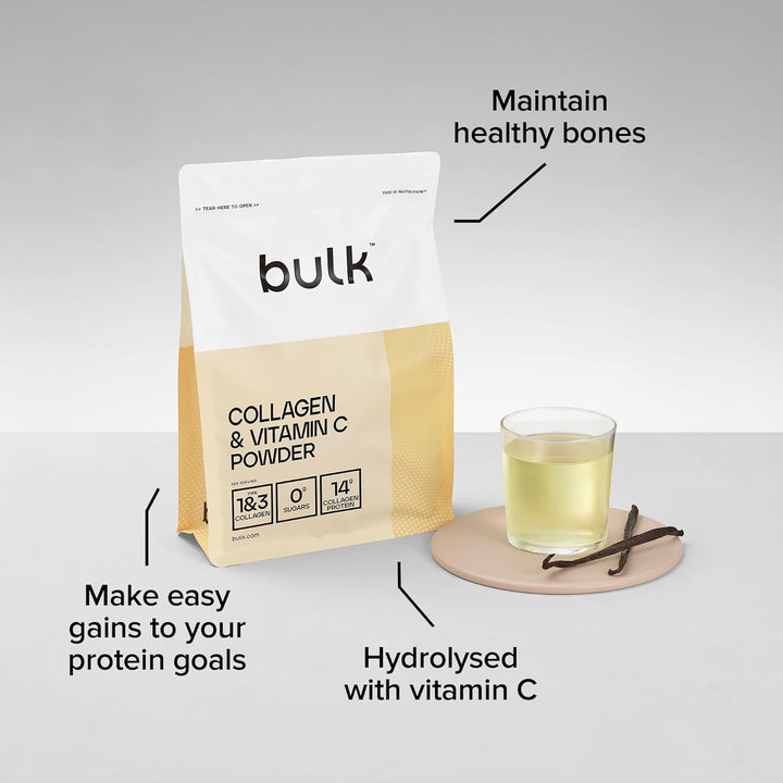Collagen Powder with Peptides and Vitamin C | Hydrolysed Bovine Collagen | High-Protein Supplement for Use in Smoothies, Shakes & Recipes | Joint & Skin Routine | Unflavoured | Easy Mixing | 500G