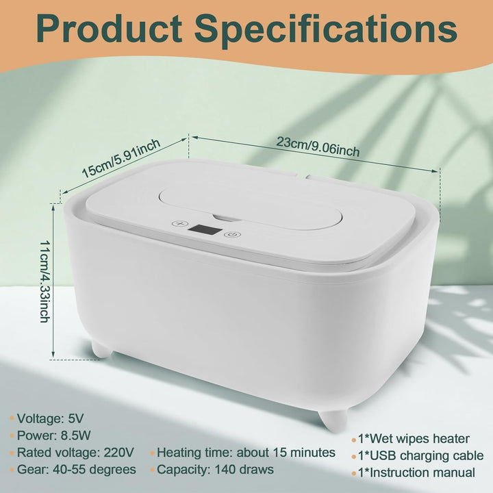 Uk Wipe Warmer Large Capacity Baby Wipe Warmer Intelligent Adjustable Temperature Infant Wipes Heater Top Heating Bottom Moisturizing Wipe Warmer for Babies Infants .(White)