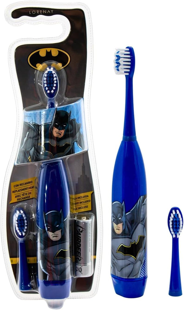 Batman Battery Powered Toothbrush for Kids – Soft & Zig-Zag Bristles for Superior Cleaning, Gentle on Teeth & Gums, Easy-Grip Handle, Includes Replacement Head & Battery, Ages 3+