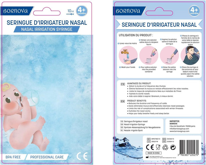 Baby Nasal Irrigation Syringe Baby Infant Nasal Aspirator Nose Cleaner Bpa-Free Nasal Irrigation Kit for Babies Baby Nose Sucker Nasal Hygiene Nasal Washing 10 Ml 4 PCS Blue Yellow Purple Pink