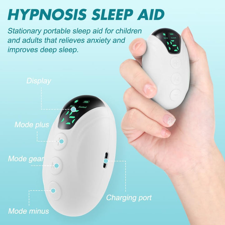 Sleep Aid Device, USB Rechargeable Handheld Sleep Aids for Adults Kids with 15 Gears and 2 Modes, Calm Carry Sleep Aid for Relieving Anxiety & Improving Deep Sleep (White)
