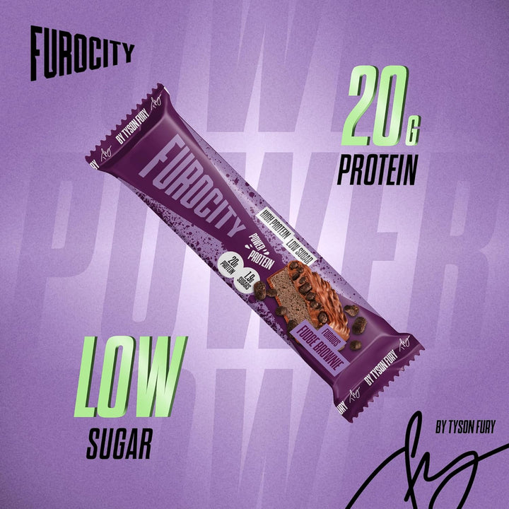 by Tyson Fury Protein Bars, Chocolate Fudge Brownie Flavour, Case of 15 X 60G Bars, 20G Protein per Serving, Low in Sugar, Pre and Post-Workout Snack