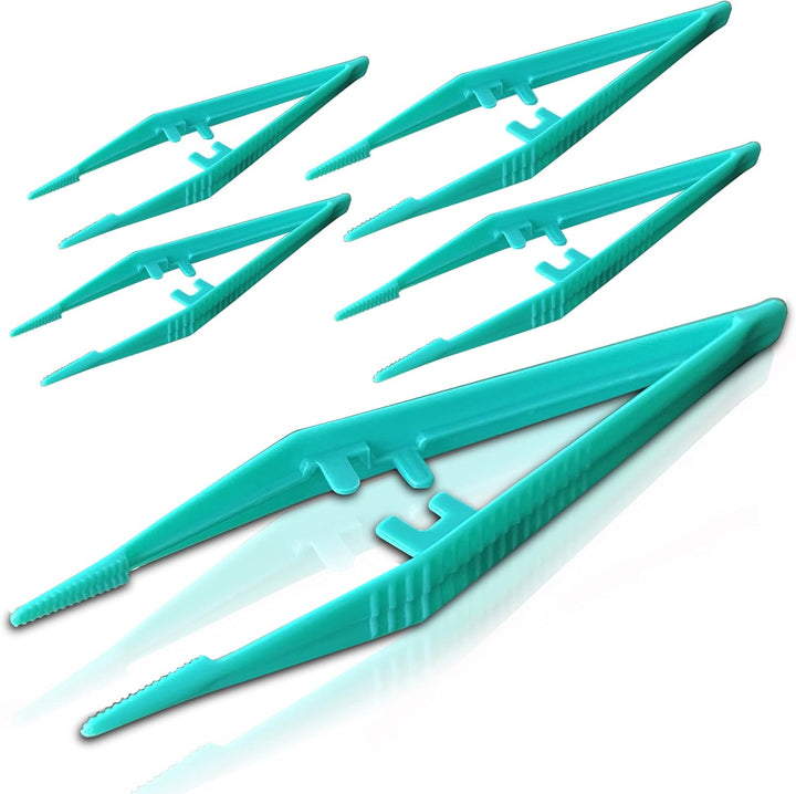 5 Pack -  Re-Usable Plastic Tweezers - Ideal for Health & Beauty First Aid Medical DIY Arts & Crafts