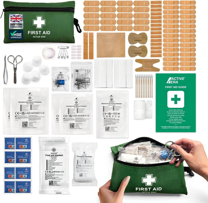 220 Piece Premium First Aid Kit Bag - Includes Eyewash, 2 X Cold (Ice) Packs and Emergency Blanket for Home, Office, Car, Caravan, Workplace, Travel and Sports