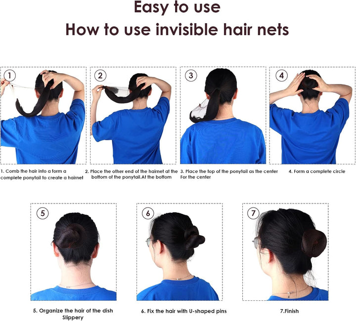 Bun Nets,20 Pcs Individual Package Invisible Hair Nets 20 Inch Reusable Nylon Hair Nets for Buns Invisible Elastic Edge Mesh for Ballet Bun Sleeping Women Wig Brown