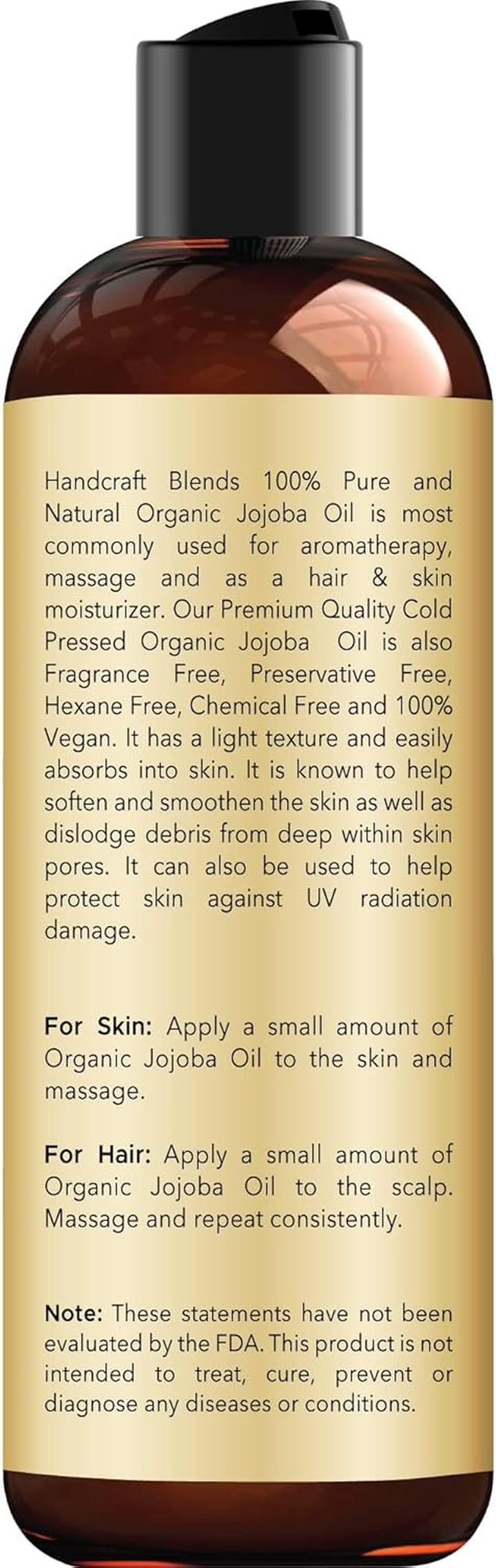 USDA Organic Jojoba Oil - Cold-Pressed 236 Ml - 100% Pure and Natural - Premium Grade Carrier Oil for Skin and Hair - Hair and Body - Massage - Hexane-Free