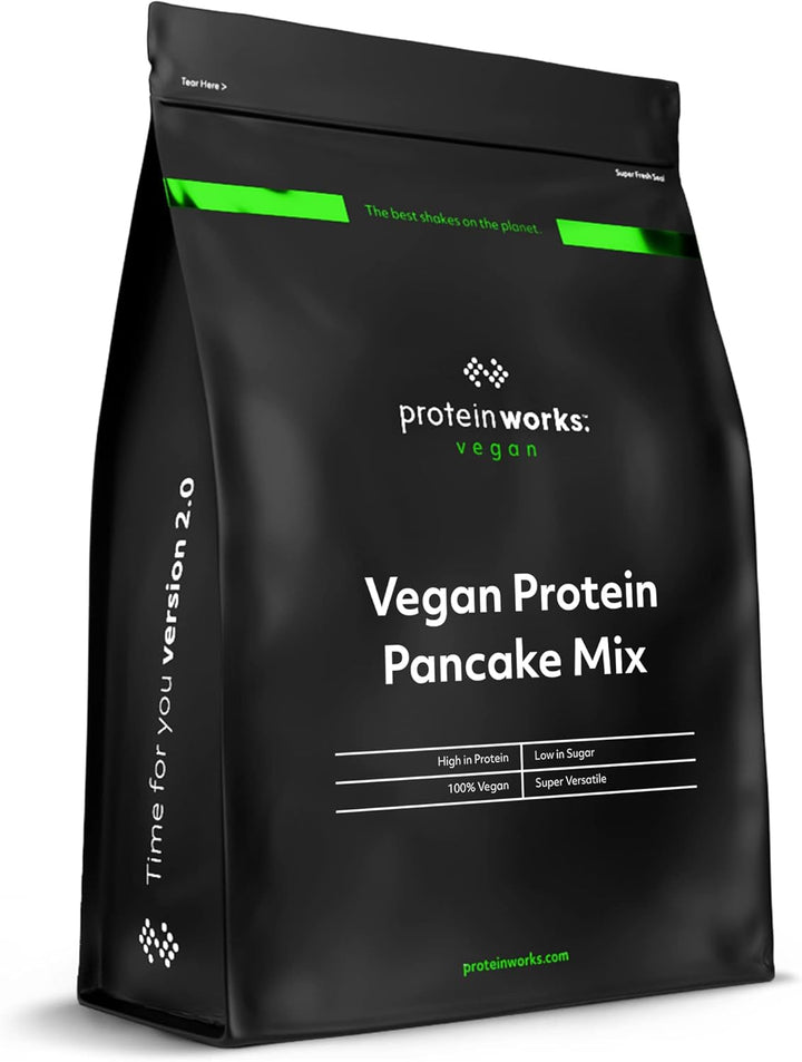 Protein Works - Vegan High Protein Pancake Mix | Low Sugar & High Protein | Slow Release Carbs | High Protein Breakfast | Plant Based Breakfast | 6 Servings | Natural | 500G