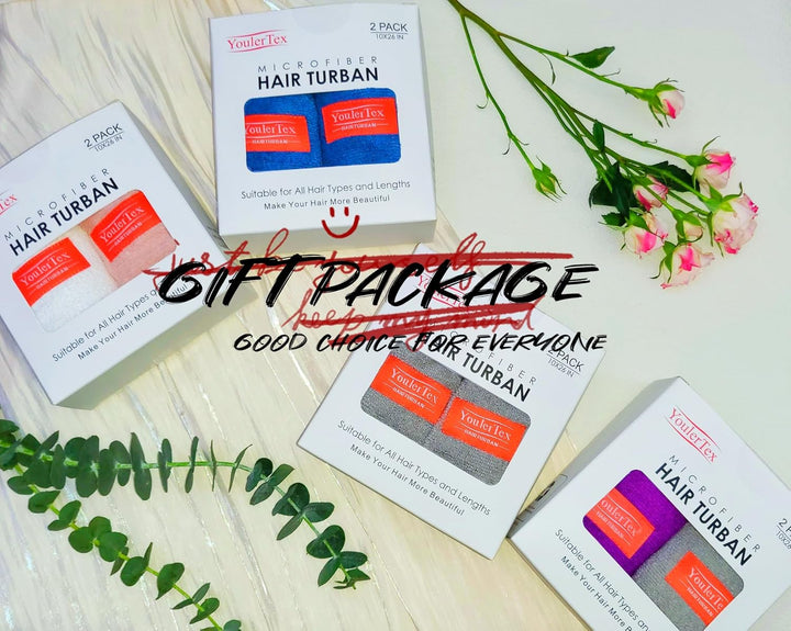 Microfibre Hair Towel Wrap: 2Pack Hair Turban Super Absorbent Rapid Drying Microfiber Towel for Women Curly Long Wet Plopping Hair Girls Head Towelling Large Anti-Frizz (Haze Blue)