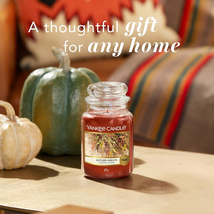 Scented Candle | Autumn Wreath Large Jar | Long Burning Candles: up to 150 Hours | Perfect Gifts for Women