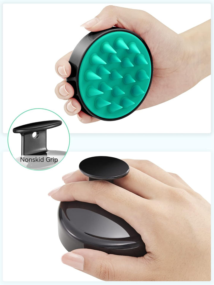 Scalp Massager Hair Growth, Shampoo Brush with Soft Silicone Bristles for Hair Care and Head Relaxation, Ergonomic Scalp for Women/Men/Pet-Black&Turquoise
