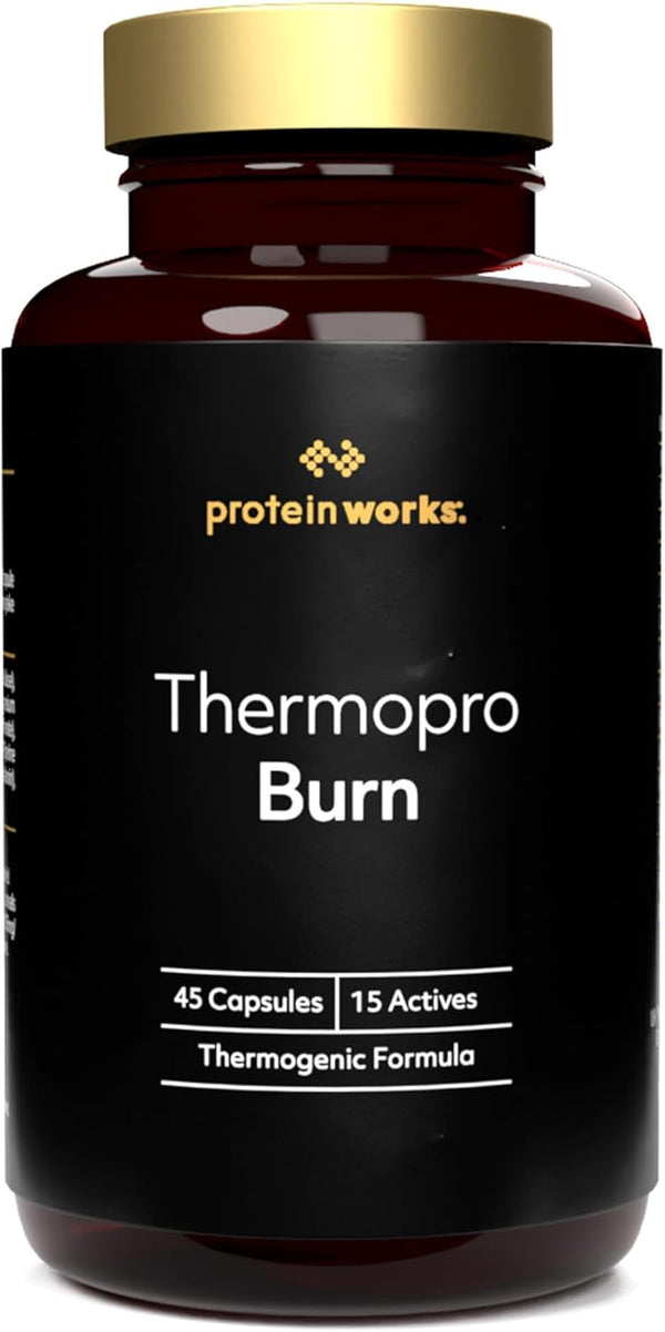 Thermopro Burn Tablets, Preworkout Supplement with Caffeine, Reduces Tiredness & Fatigue, 45 Capsules - Protein Works