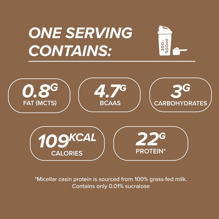 Hibernate Micellar Casein Protein - Double Choc Brownie, Slow-Release Nighttime Recovery Formula, 24G Protein, 100% Grass-Fed Casein, Low Sweetener – 900G, 30 Servings Casein protein, Slow-digesting protein, Protein supplement, Protein powder, Muscle reco