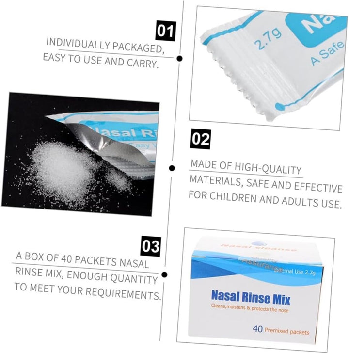 80Pcs Nasal Salt Packets for Nose Cavity Protector Nasal Cleaning Salt for Nose Cleaner For