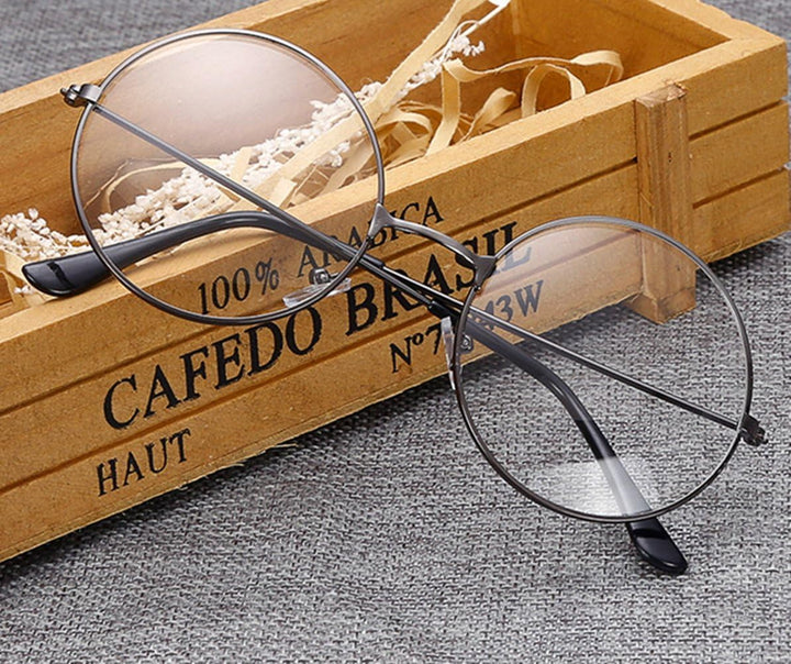- round Glasses Unisex, Wizard Costume - Retro Sixties Style Clear Lens, round Wire Costume Geek Glasses Accessories for Dress Up, Classic Vintage Design Spectacles