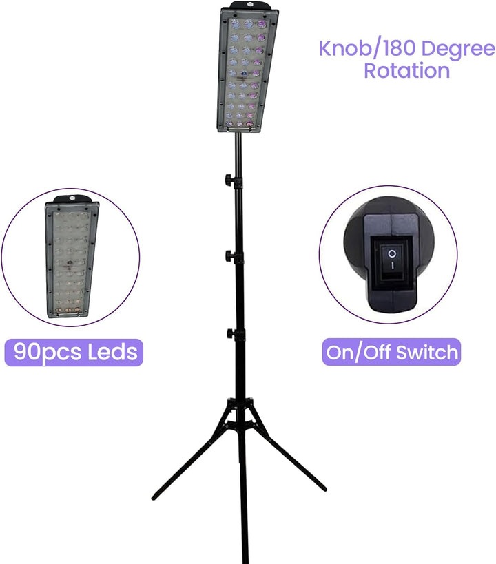 54W Face Tanning Lamp, 180° Rotation Sun Lamp, Tanning Lamp Solarium for Home, with Adjustable Height Tripod (38.5"-78.7"), Eye Mask, for Home Beauty Salon Face and Body All Skin Tones (B)