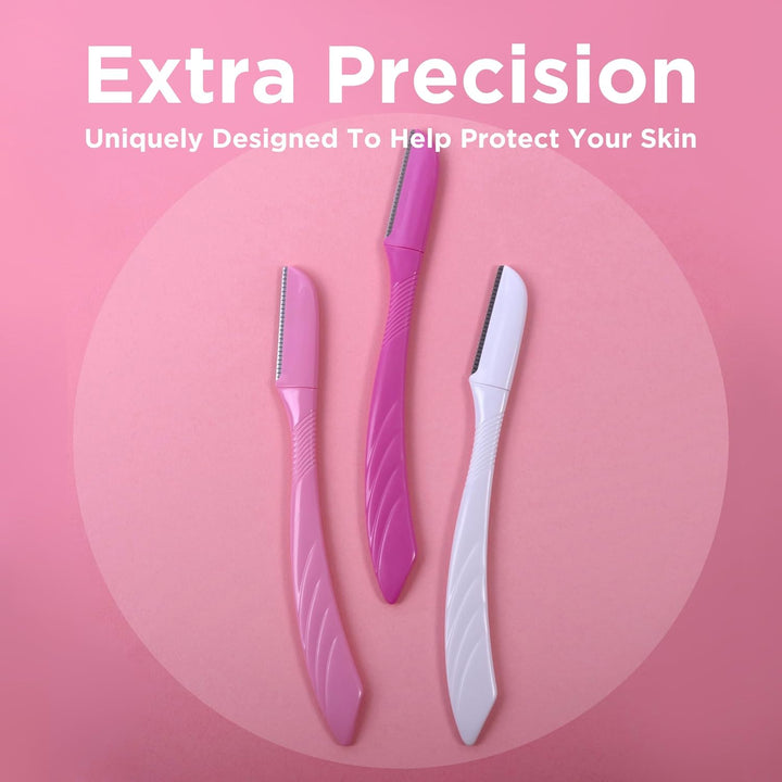 Intuition Eyebrow Shaper for Women, Pack of 3 Disposable Razors, Exfoliating Dermaplaning Tool, Facial Hair Remover & Trimmer