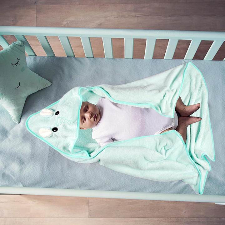 Hooded Towel - 3 Piece Baby Bath Towel Set, 80 X 80 Cm, Soft, Super Absorbent, Cute Unisex Hooded Towel with Pattern, 0-5 Years