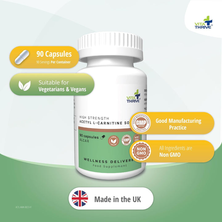 Vitathrive® Acetyl L Carnitine 500Mg – 90 Capsules