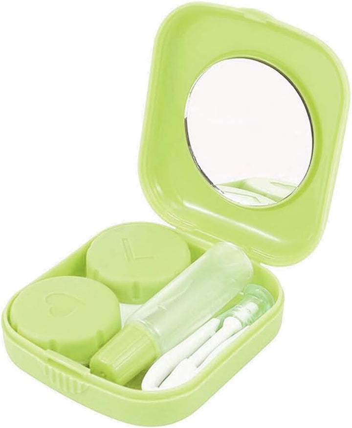 Portable Contact Lens Travel Kit with Mirror, Empty Drop Bottle, Lens Case and Tweezer – Compact Storage Set
